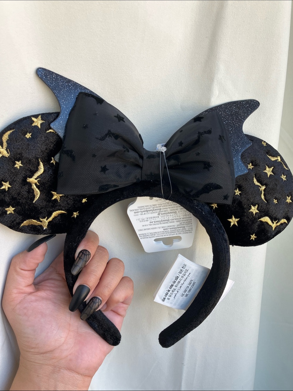 Disney Black & Gold Star Bat Ear Headband with Bow
